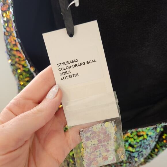 ALYCE PARIS NWT V-Back Long Sleeve Dress in Dragon Scale, Size 6 - Picture 13 of 16